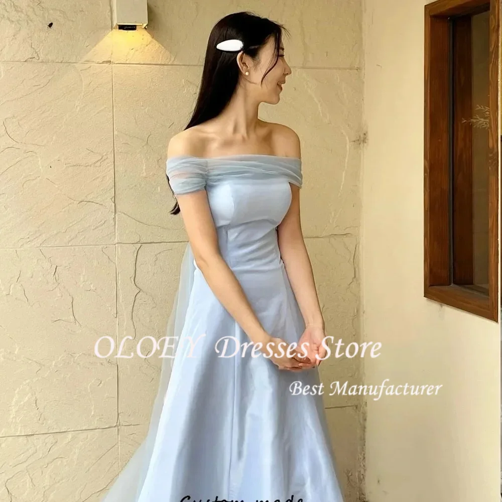 OLOEY A-line With Tulle Shawl  Simple Draped Korea Wedding Dress Photo Shoot Floor-Length Evening Gown Dress Birthday Party