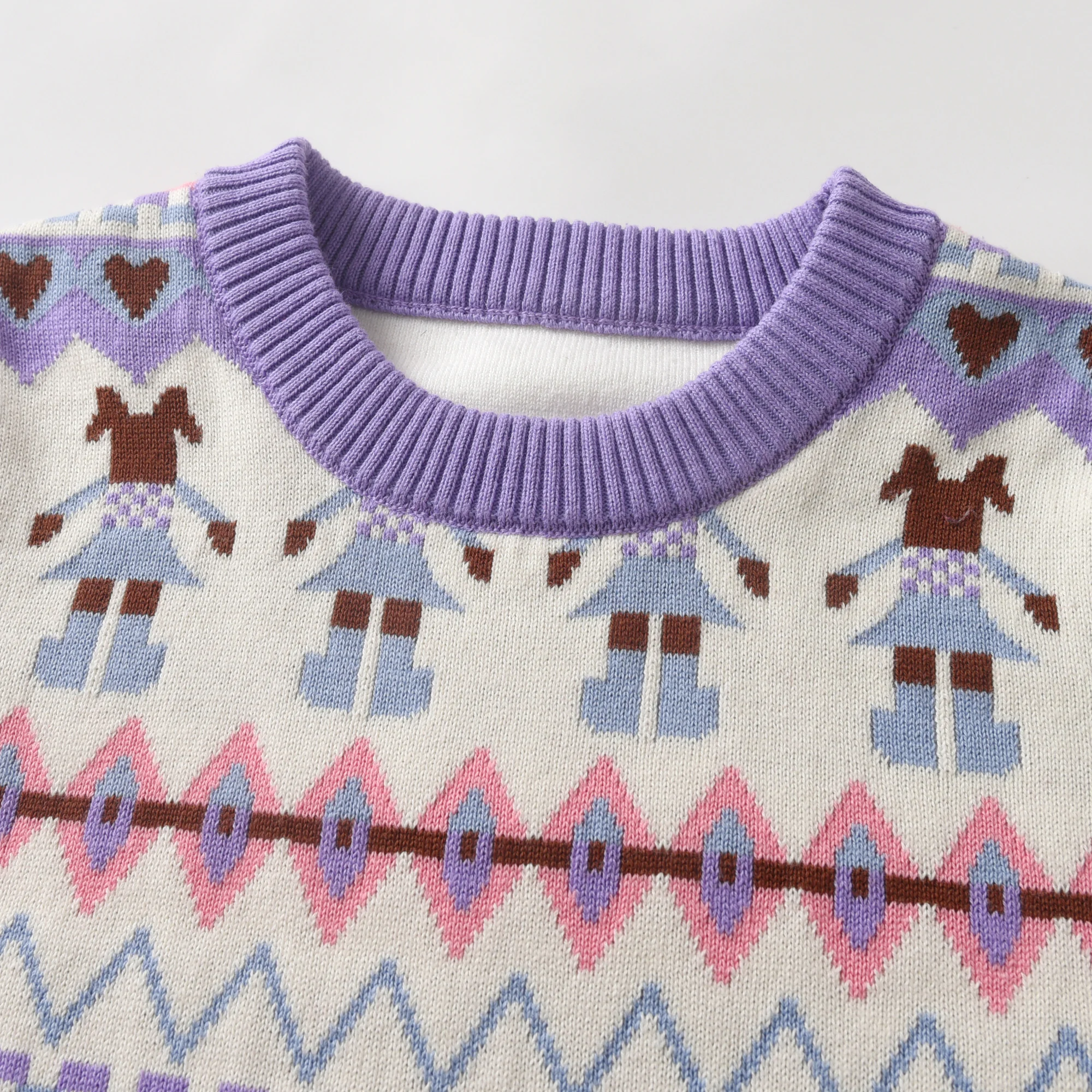 سويت شيرت بنمط الفتيات - بلوفر قطني ناعم بأكمام طويلة ورقبة مستديرة للأطفال والبنات (نمط الخريف والشتاء)