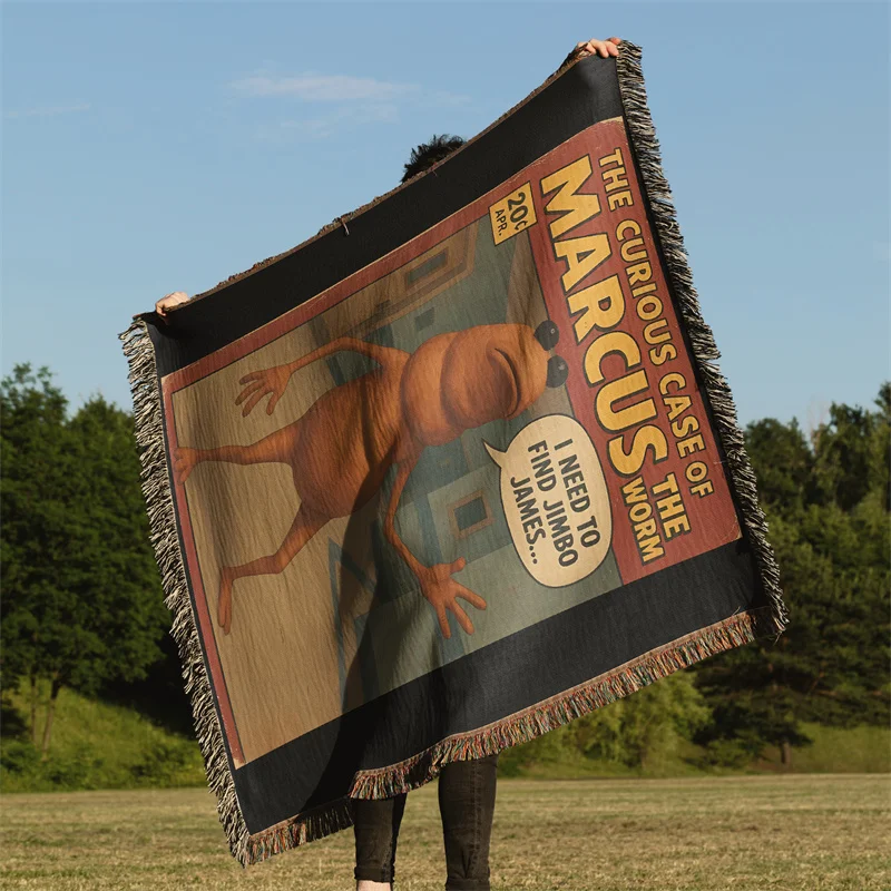 Gaslight Gatekeep Girlboss Marcus the Worm Funny Meme There's Been Numerous Injuries Jacquard Fringed Woven Throw Blanket
