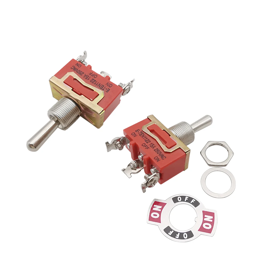 1/2/5Pcs E-TEN1122 Terminal Toggle Rocker Switch ON-OFF-ON 3 Pin 250V 15A AC Swithes Orange Black