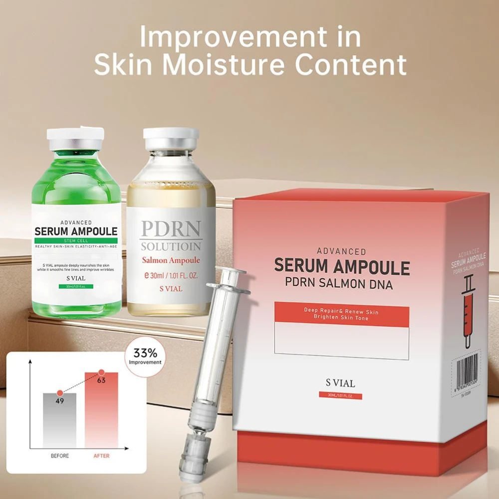 S VIAL Korean Premium Ampoule, PDRN Salmon DNA Extract with Stem Cell Complex, Intensive Skin Renewal, Brightening, Skincare