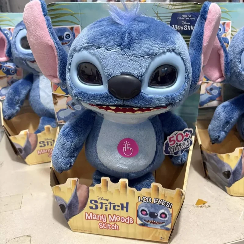 

Интерактивная мягкая плюшевая кукла Disney Stitch с ЖК-дисплеем и глазами, диалог, много настроения, аниме-игрушка для детей, забавный подарок на день рождения