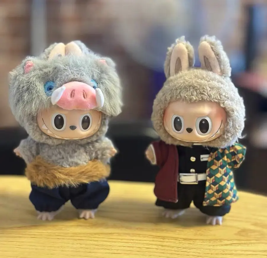 شيطان القاتل شفرة Rabubu فقط الملابس 17 سنتيمتر ملابس دمى ل Labubu الجلوس حفلة ملابس دمى Tanjiro الملابس لا دمية هدايا عيد الميلاد #3