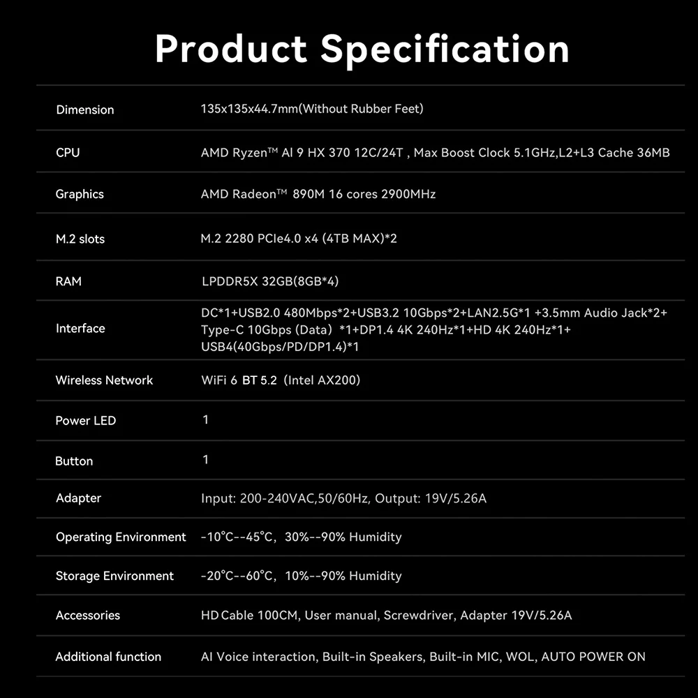 Beelink SER9 Pro SER10 Max Ubuntu Windows 11 OpenClaw Preinstalled AMD Ryzen 7 HX370 HX470 32GB RAM 1TB NVMe SSD Wifi6 Gaming PC