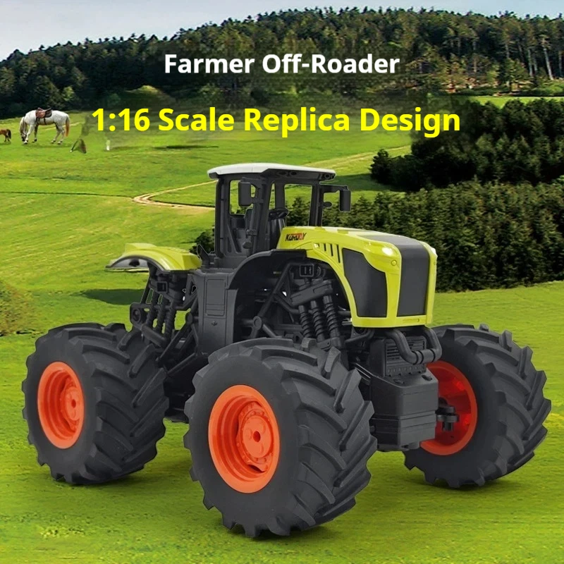 

Радиоуправляемый трактор YIQIDUN в масштабе 1:16, реалистичная имитация фермерского трактора, внедорожник с LED-подсветкой, игрушка для мальчиков