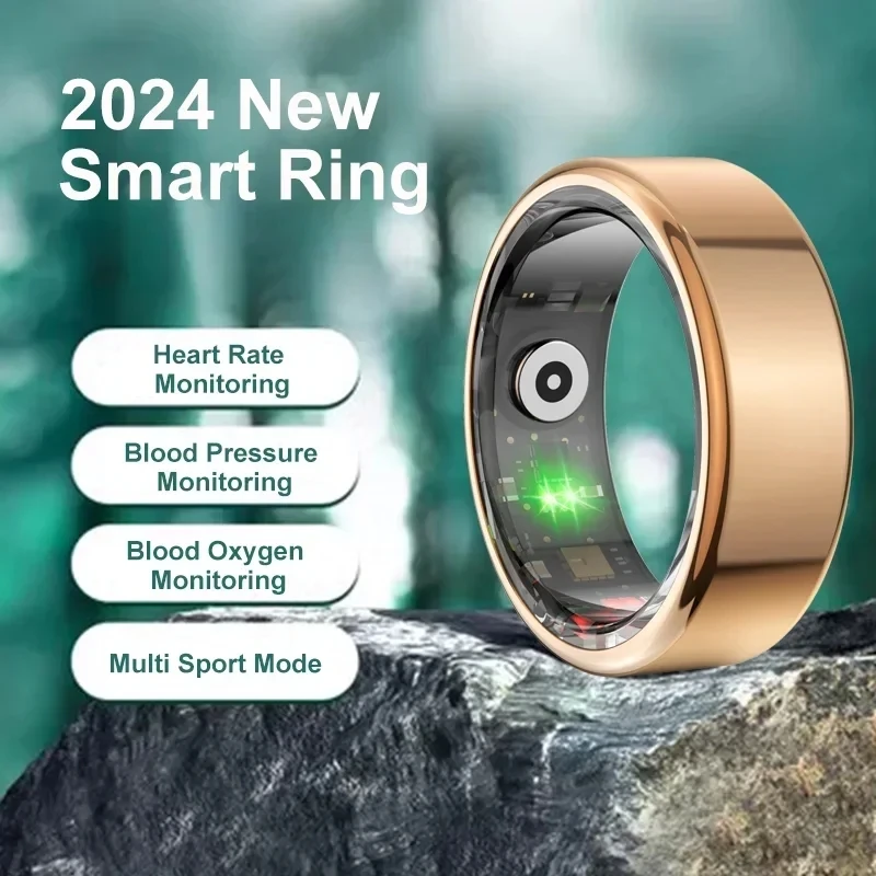 Smart Ring Men Military Stainless Steel Shell Health Heart Rate Sleep Monitor Smart Ring IP68 Waterproof Sports Mode Finger Ring