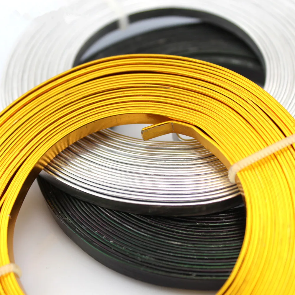 5Meters/roll 1x5mm Flat Color Aluminum Strip Handmade Crafts Metal Wire for Jewelry Making Diy Bracelet Accessories Black Golden