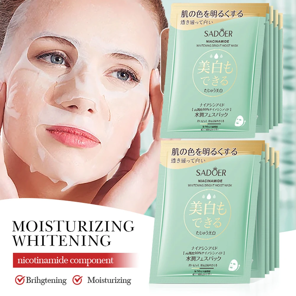 

10pcs SADOER Niacinamide Facial Masks Firming Hydrating Face Mask For Face Moisturizing Brightening Facial Skin Care Products