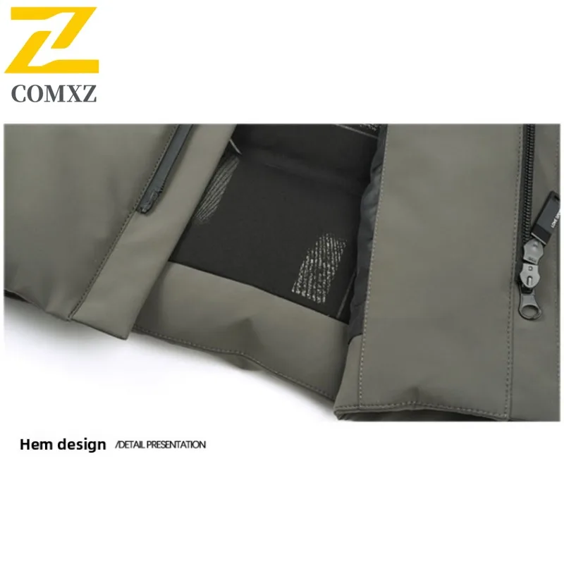 COMXZ Premium Mens Down Jacket 2025 Classic Hooded Outdoor Office Anti-Cold Parka Solid Color Travel Lightweight Winter Coat