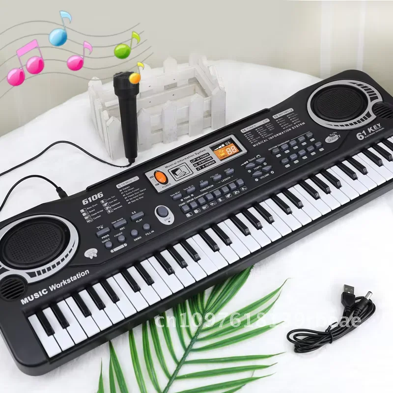 Clavier d'orgue électronique pour enfants, 61 touches, jouet éducatif portable, instrument de musique, orgue avec microphone, cadeau pour enfants