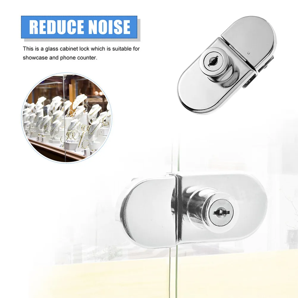 2Sets Premium Zinc Alloy Glass Door Lock for Showcases Cabinets Wine Cellar Security Lock Display Protection Heavy Duty Latch