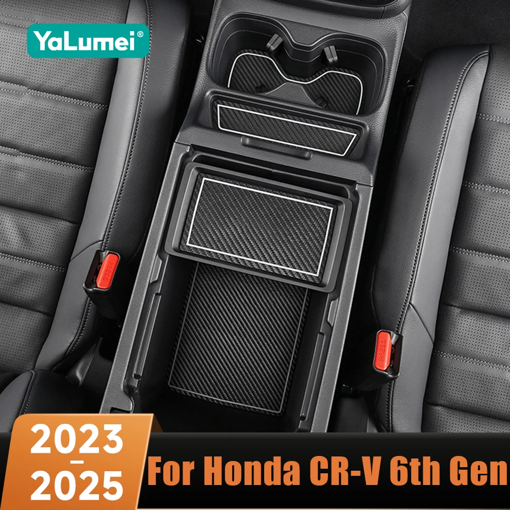 

PU Leather Car Anti-Slip Gate Slot Cup Mat Door Groove Pad Interior Accessories For Honda CR-V CRV 6th Gen 2023 2024 2025 Hybrid