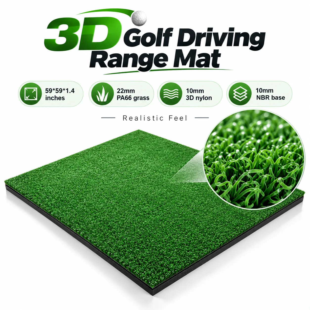 Custom High Quality Driving Range Golf Practice Putting Hitting Range Mat Hitting Mat 3D Teaching Range Carpet
