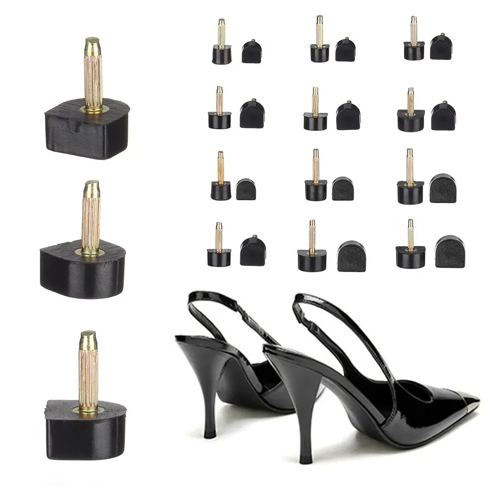 10Pcs Black High Heel Nails Heel Stoppers Protect Heels Tips High Heel Tips Taps Stiletto Replacement High Heel Repair Pins