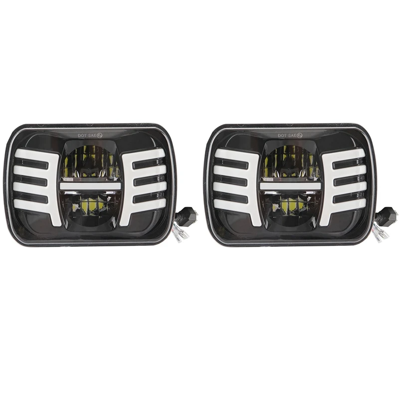 

2Pcs 5X7 Inch LED Headlight 7X6 LED Sealed Beam Head Light Lamp With High Low Beam For Jeep YJ Cherokee XJ