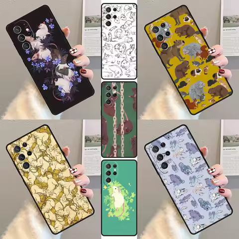 Mouse Rat ART Phone Case For Samsung Galaxy S23 S21 S20 FE S24 S22 Ultra Note20 S10 S9 S8 Plus Silicone Cover
