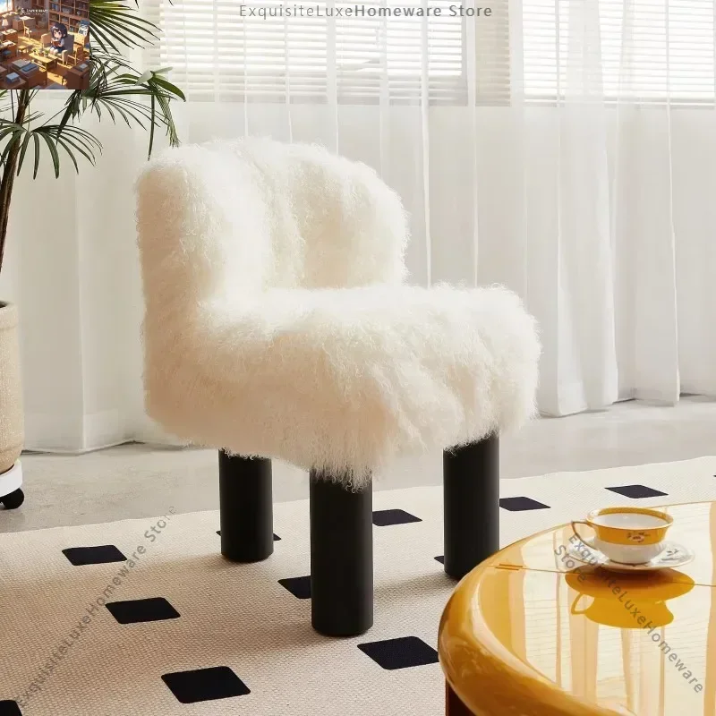 Pure wool makeup dressing chair leisure chair Italian light luxury household Internet designer minimalist sofa chair