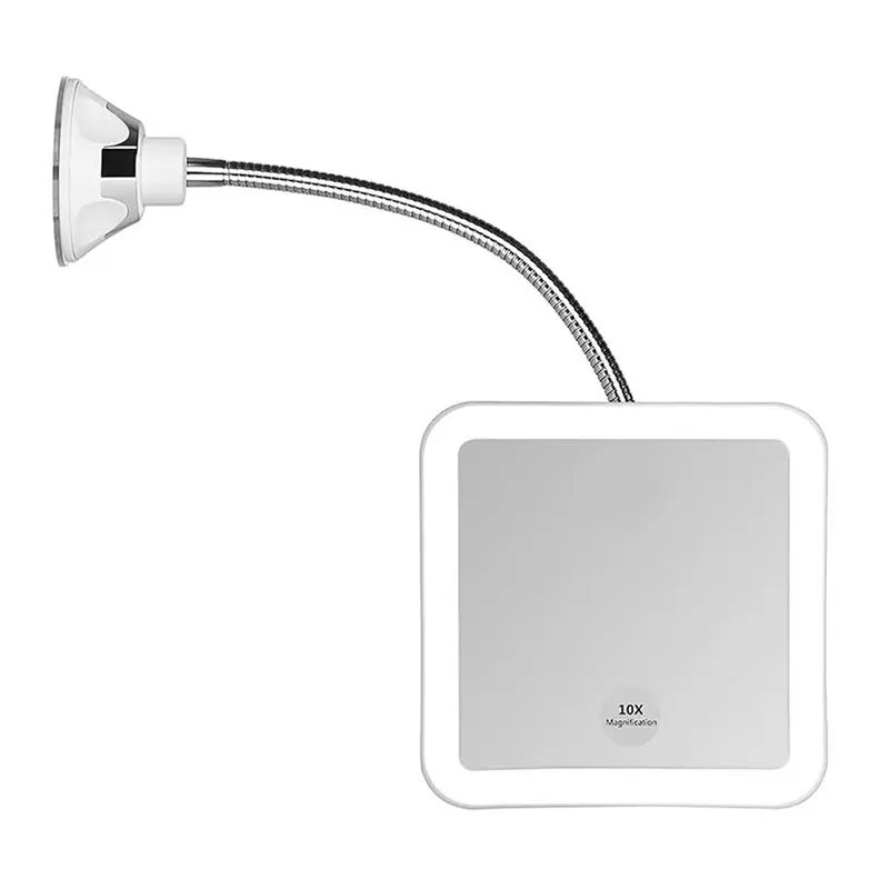 

Зеркало для макияжа NOCM с гибкой штангой и LED-подсветкой, 10-кратное увеличение, квадратная гибкая конструкция, присоска с фиксацией, яркий рассеянный свет