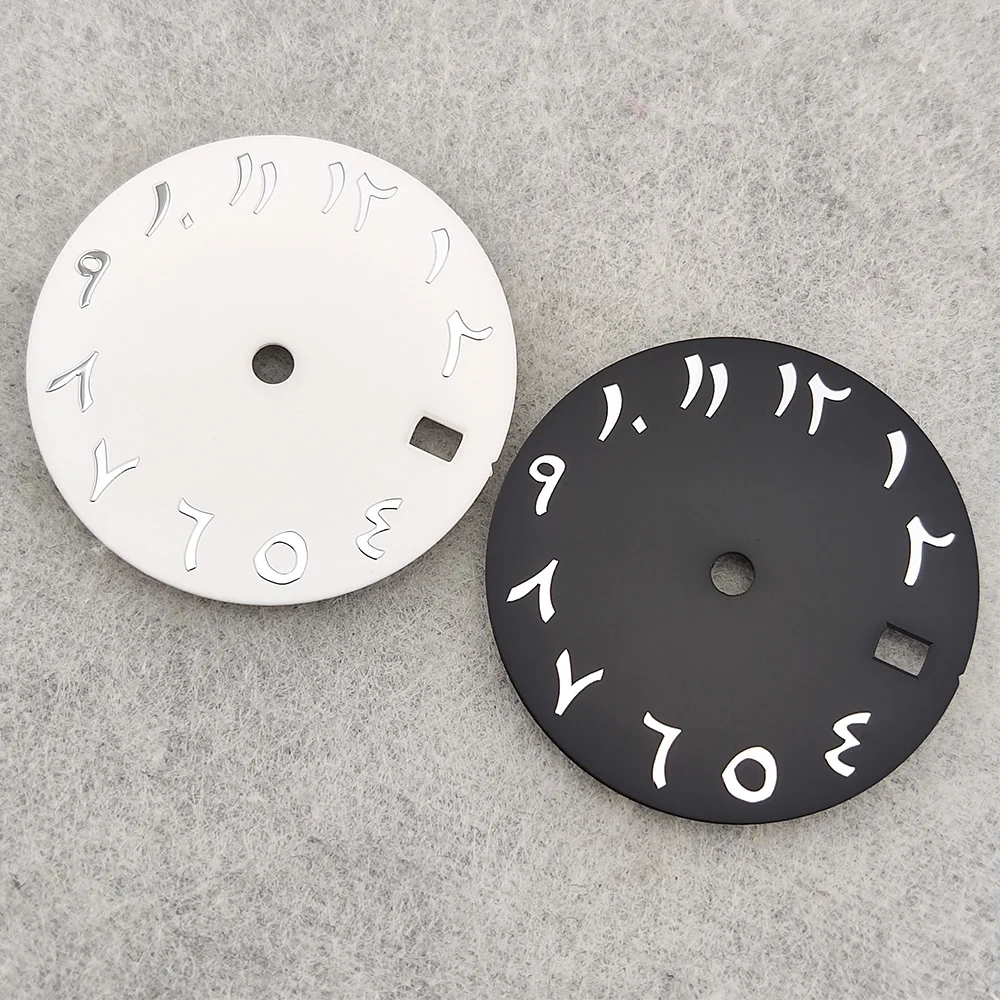 28.5mm Dial NH35 Dial Silver Reflective Arabic Numeral Dial High Quality NH36 Dial Black Dial White Dial Fits NH35/NH36 Movement
