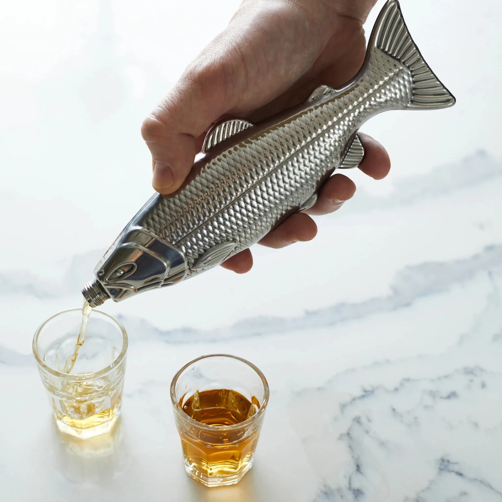 304 Stainless Steel Fish-Shaped Wine Flask 4 Oz, Portable Outdoor Wineware For Camping, Stylish Compact On-The-Go Liquor Bottle,