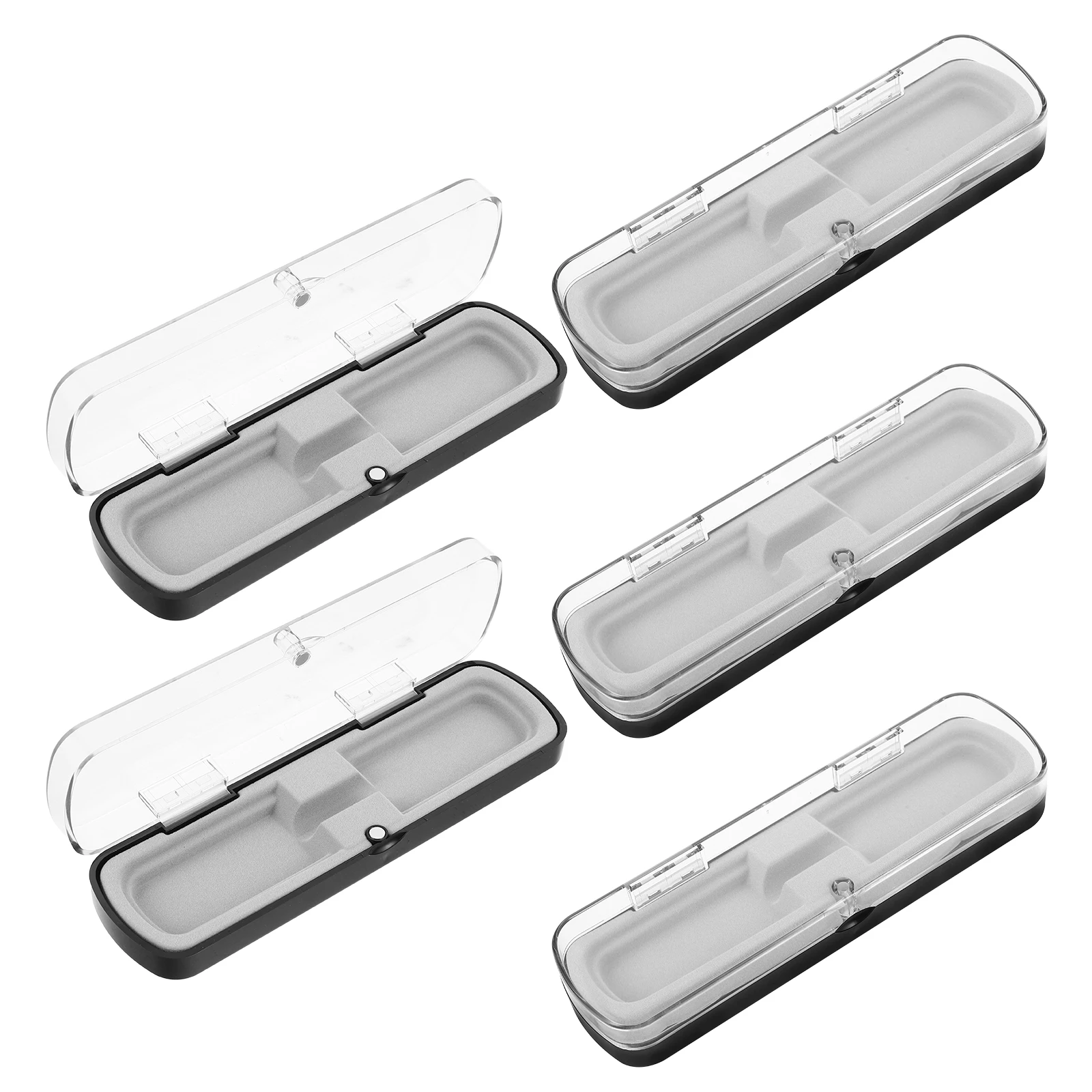 

5 Pcs Rectangular Pen Box Single Pouch Plastic Pens Boxes Organizer Pencil Holder Transparent Container Clear Packing Case