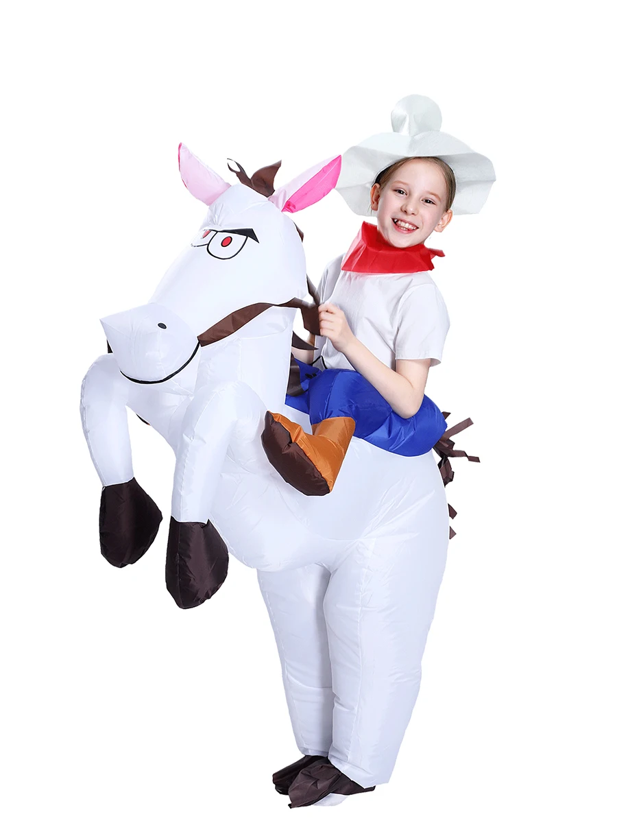 JYZCOS Inflatable Cowboy Costume Adult Western Horse Rider Fancy Dress for Men Women Halloween Party Suit