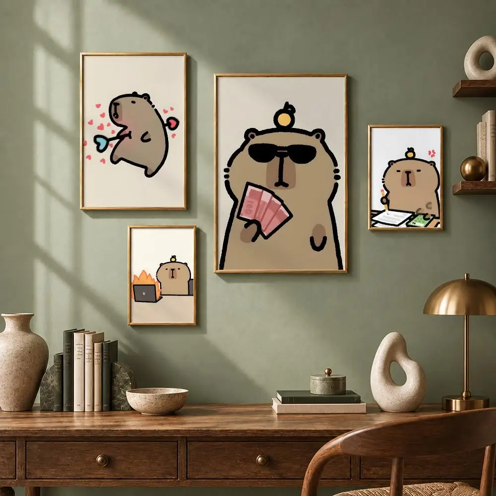Cute Animal C-CapybaraS Poster HD Self-Adhesive No Residue After Removal Ideal for All Kinds of Wall Decor