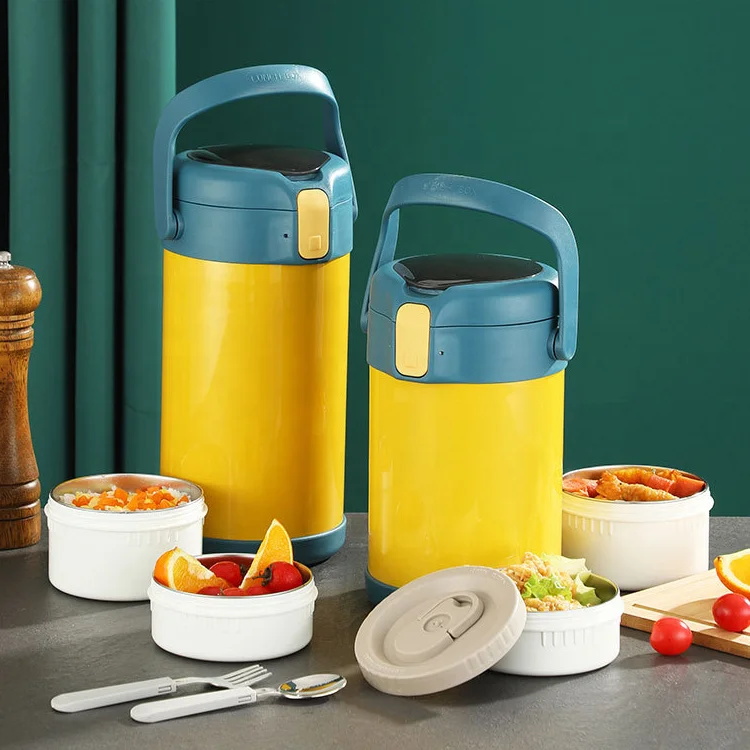 

New Arrival Large Capacity 3/4 Tier Lunch Box Tiffin Carrier Vacuum 304 Stainless Steel Thermal Lunch Box With Cutlery