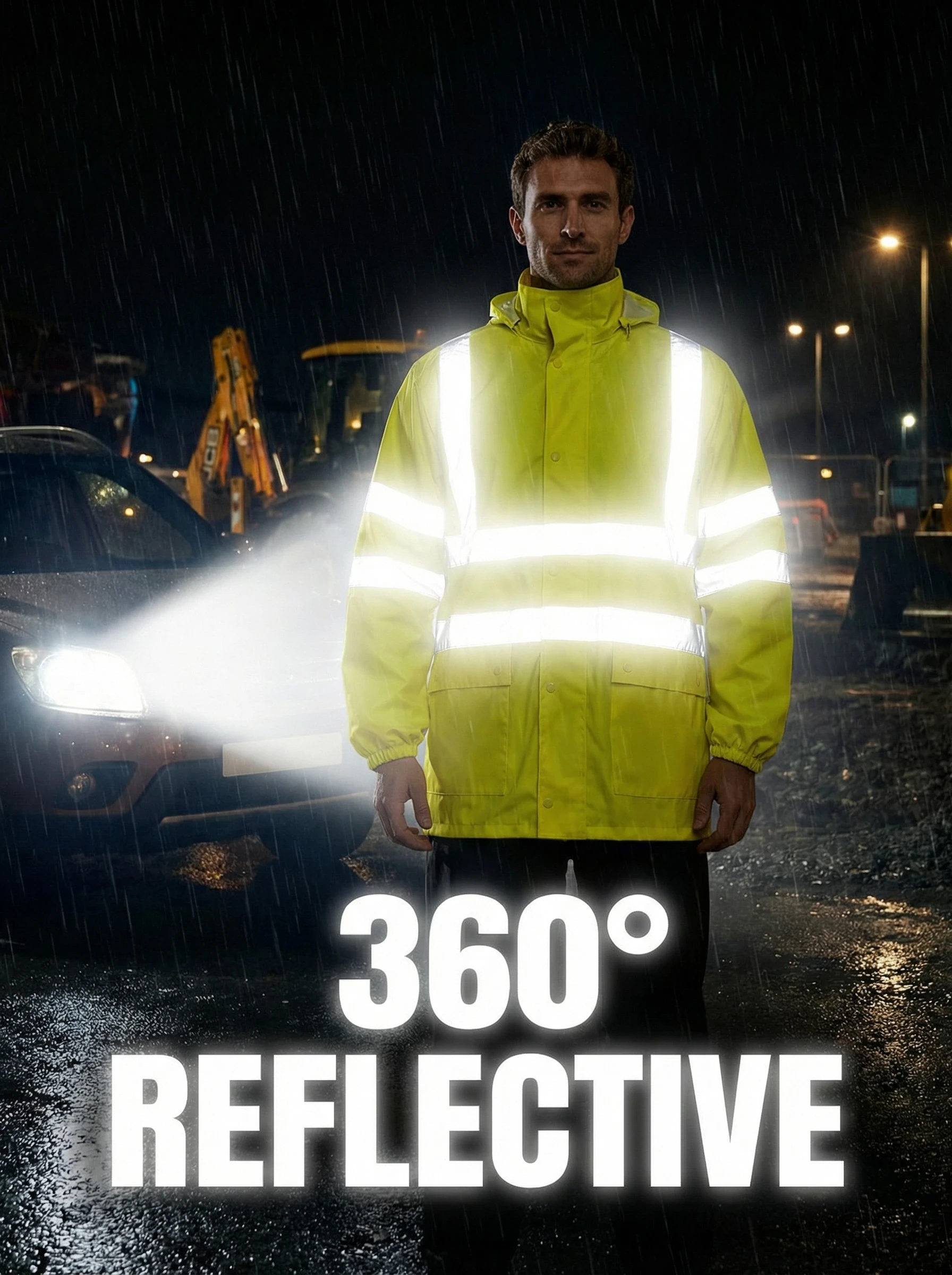 

Мужская светоотражающая водонепроницаемая спецодежда Hi-Vis — промышленная рабочая куртка для строительства, транспорта и рыбалки, светильник больших размеров