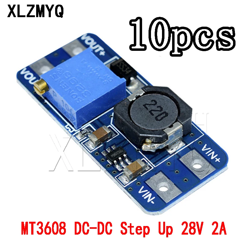 10pcs MT3608 5V 12V 24V 28V DC-DC Step Up Converter Booster Netzteil Modul Boost-Step-up Board MAX ausgang 28V 2A MT-3608