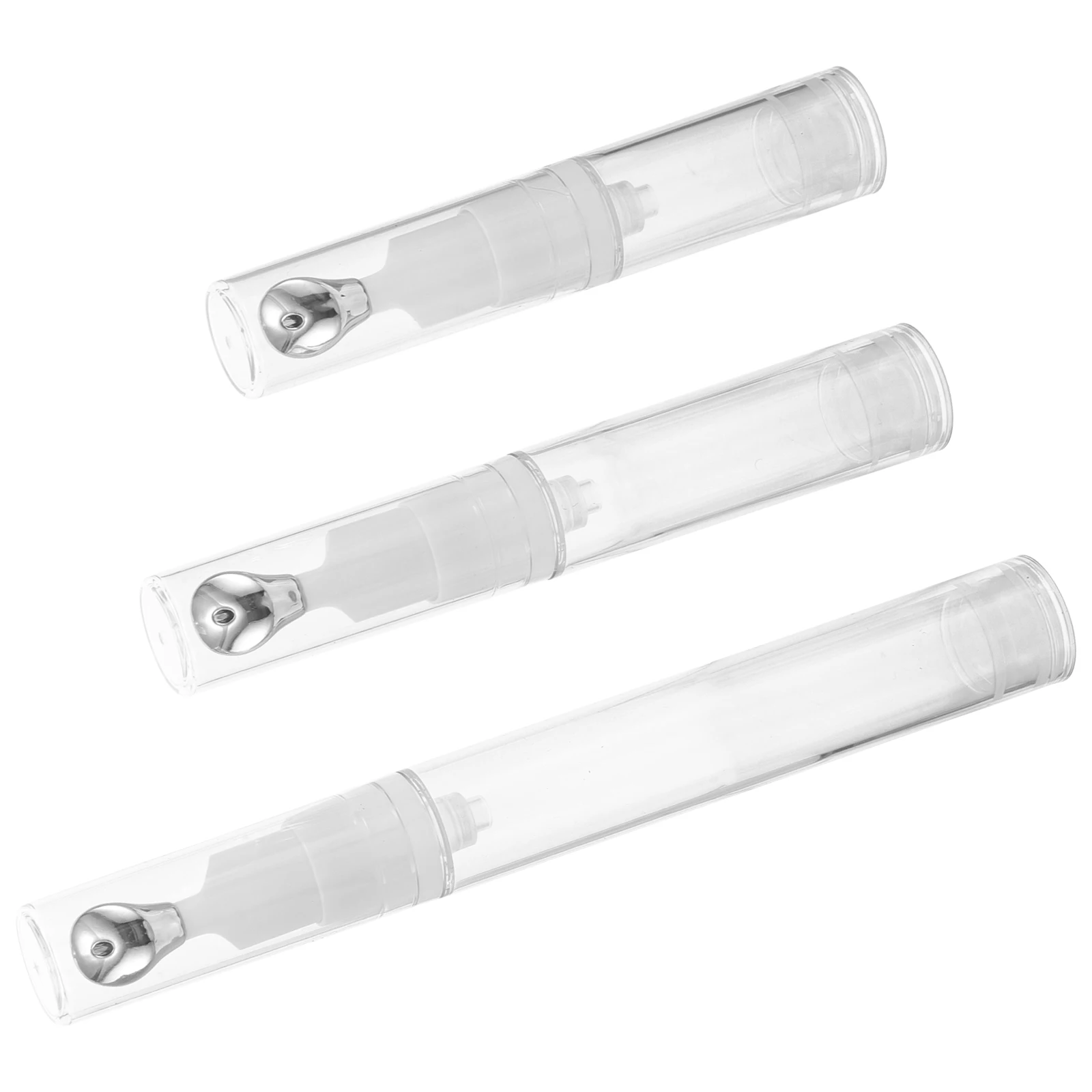 

3pcs Eye Cream Bottles Clear 5Ml 10Ml 15Ml Refillable Airless Pumps Dispenser Travel Size Zinc Alloy Massage Head