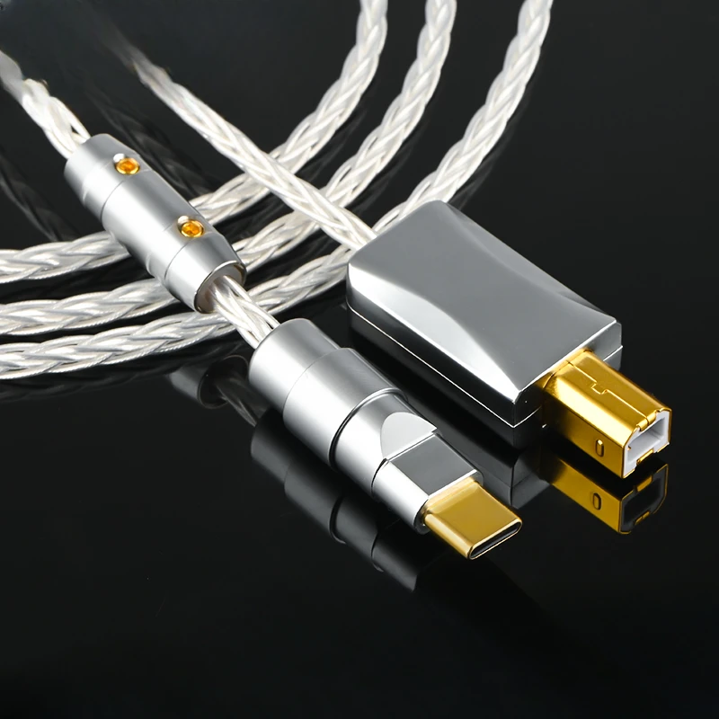 Silver-plated TYPE-C transverse port USB cable mobile phone computer connection decoder printer OTG