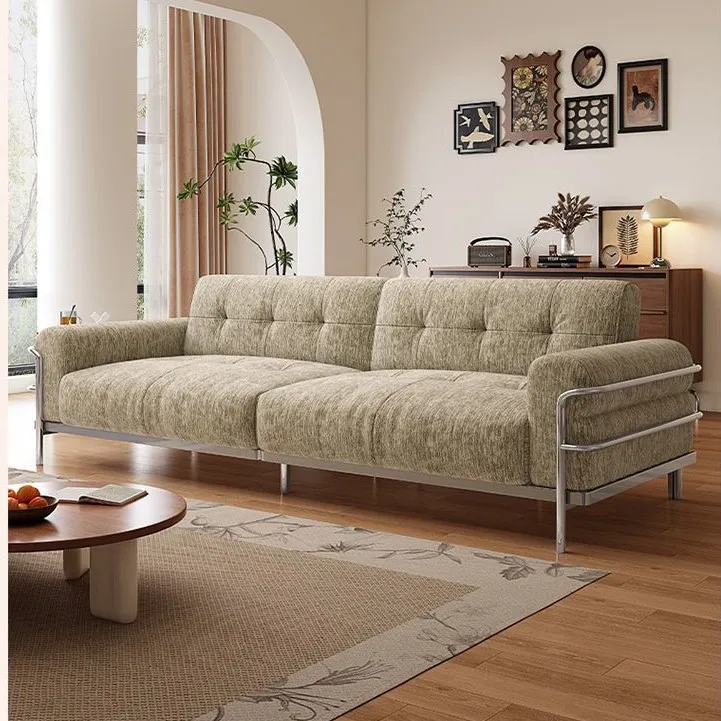 Chenier fabric living room small apartment household stainless steel cloud sofa straight row high feet