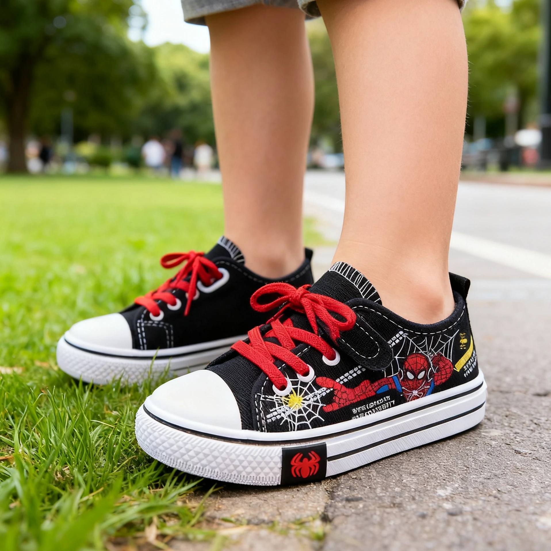 الأطفال قماش عارضة أحذية الأولاد الكرتون تشغيل أحذية رياضية الربيع أزياء المراهقين طفل أسود أحمر أحذية حجم 26-37 #3