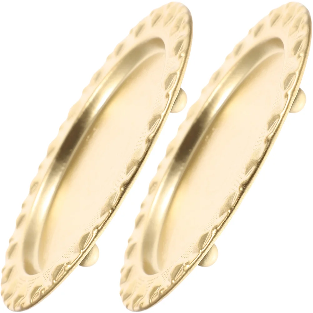 

2Pcs Tray Round Metal Plate Holder Dining Table Centerpiece Storage Plate Decorative Tray for Home Restaurant