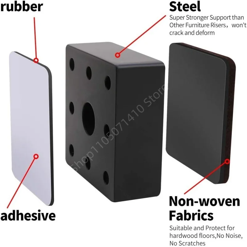 4Pcs Heavy Metal Furniture Feet Leg Pad Carbon Steel Heightening Foot Pads Wear Resistant Anti Slip Riser Floor Protector Mats