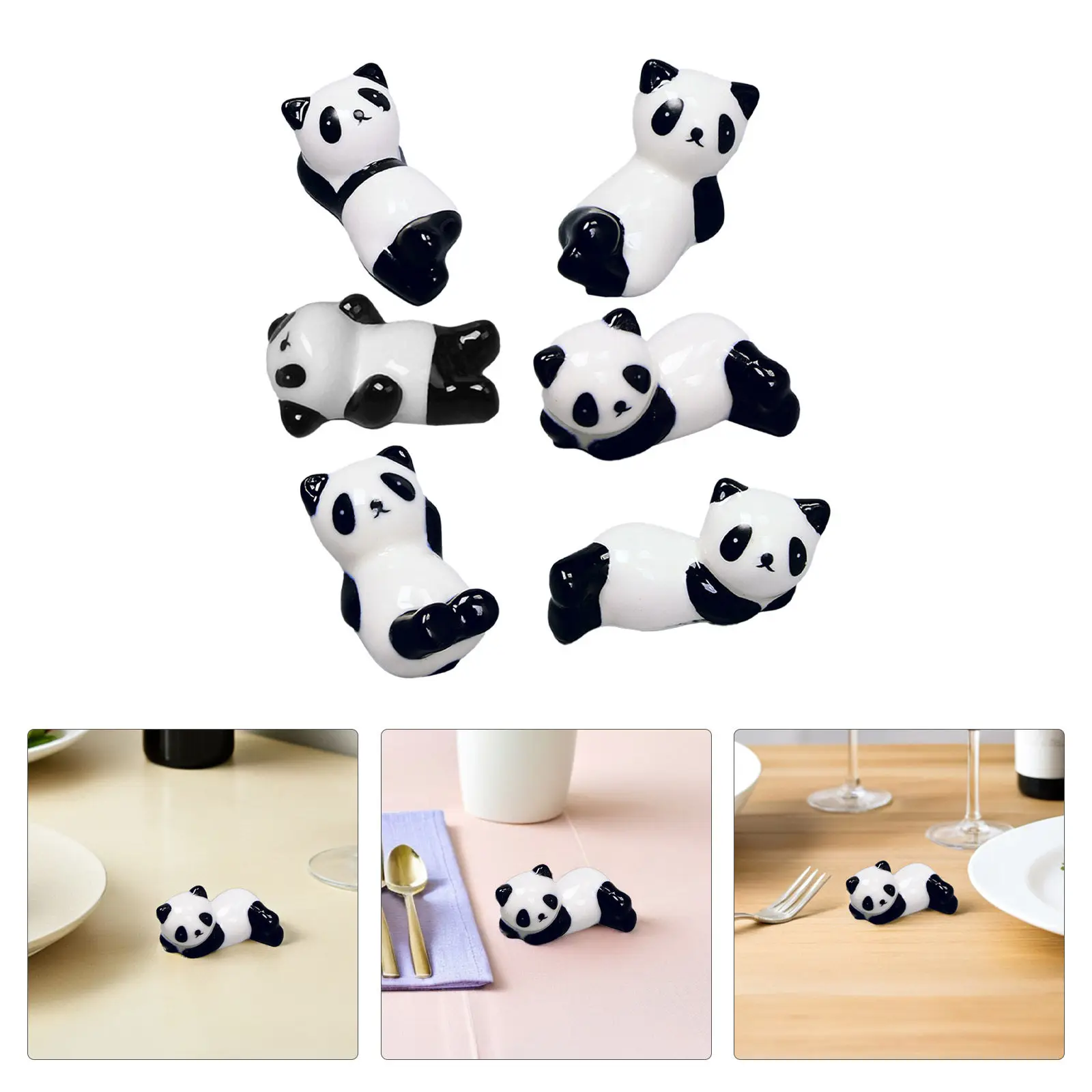 6Pcs Mini Ceramic Panda Chopsticks Rest Holder Stand Creative Chopstick Support Decorative Tableware Banquet Chopsticks Stand