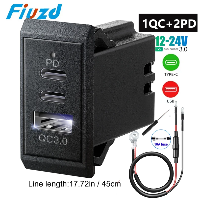 Gniazdo zasilania 12V 24V Gniazdo USB Ładowarka samochodowa Automatyczna ładowarka do telefonu komórkowego Szybkie ładowanie do ciężarówki Motocykl RV