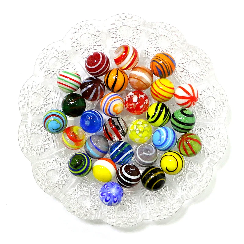 30PCS Colorful Rare Glass Marbles Ball Game Pinball Bedroom Desk Aquarium Ornaments Garden Outdoor Decoration Accessories 16mm