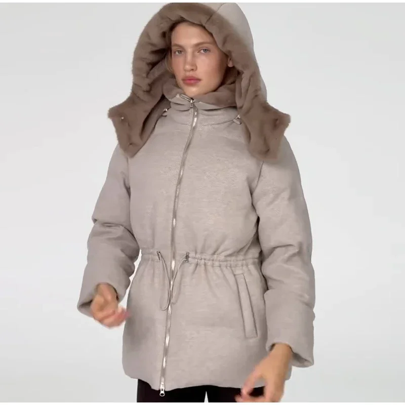 Winter Thick Faux Fur Lined Hooded Coat Long Sleeve Zip Up Casual Warm Soft Outerwear 2026 New Trendy Hot Chic Street Jackets