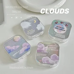 Korea Laser Cloud Lens Container Women Dreamy Contacts Lens Case Men Color Contact Lenses Storage Box Portable Travel Set