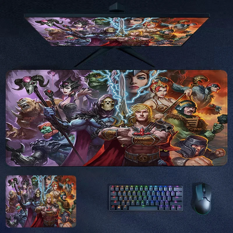 

Rubber Keyboard Mat Mousepad He Man Masters Of Universe Anime Mouse Pads Gamer Carpet Stitched Edge Extended Non-slip Deskmats