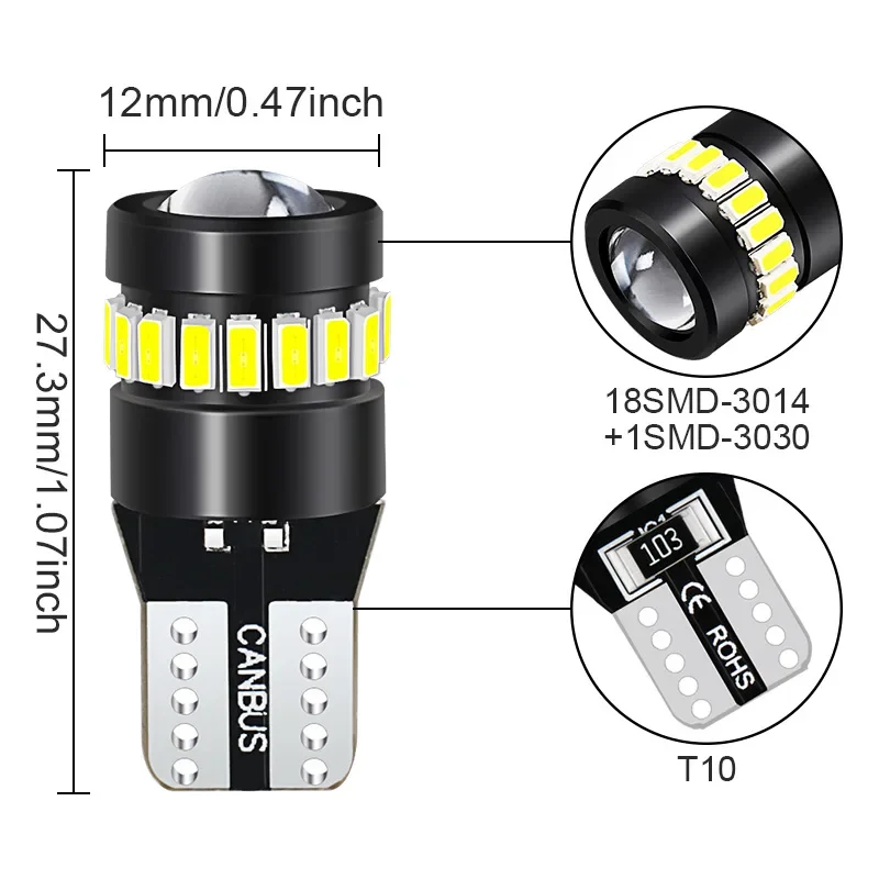 Imagem -04 - Led Auto-reconjunto Perfil Lâmpada Luz Branca Lâmpada Instrumento T10 Largura 12v 3014 Mais 18 Smd Marca 3030