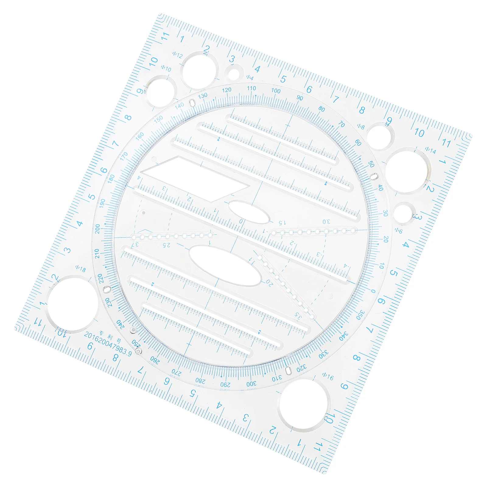 Geometric Drawing Ruler Multifunctional Ruler Protractor Students Measuring Tool Clear Scales Precise Measurement Long