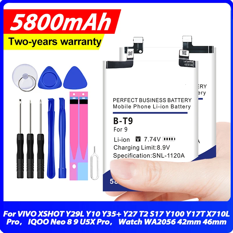 B-U1 BW-A2 B-Z7 Battery For VIVO XSHOT Y29L Y10 Y35+ Y27 T2 S17 Y100 Y17T X710L Pro，IQOO Neo 8 9 U5X Pro，Watch WA2056 42mm 46mm