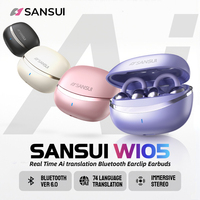 Sansui W105 Ai Translator OWS Ear Clip Headphone Real Time Translating Bluetooth 6.0 Earphones HiFi Stereo TWS Wireless Earbud