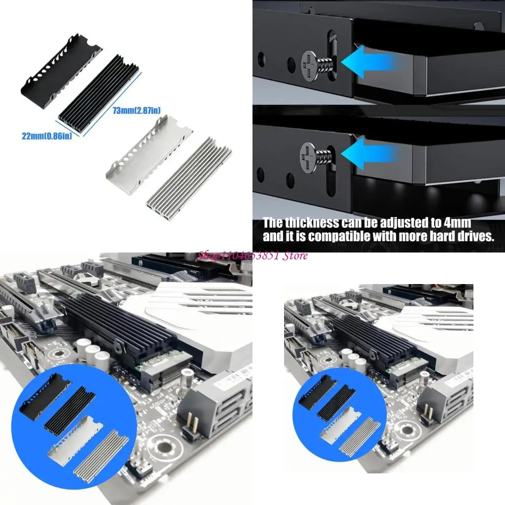 Aluminum M.2 2280 SSD Coolers Heatsink with Thermals Silicone Pad For Enhances Heat Dissipation And Stable Performances 