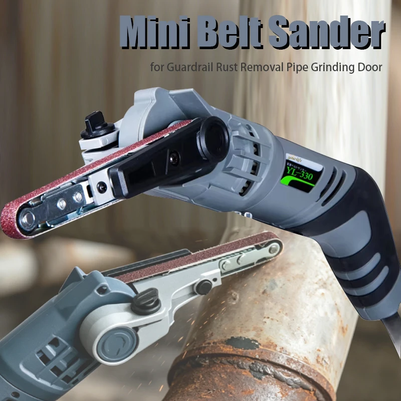 260W Mini Belt Sander Polishing Grinder DIY Woodworking Electric Sanding Tool for Guardrail Rust Removal Pipe Grinding Door