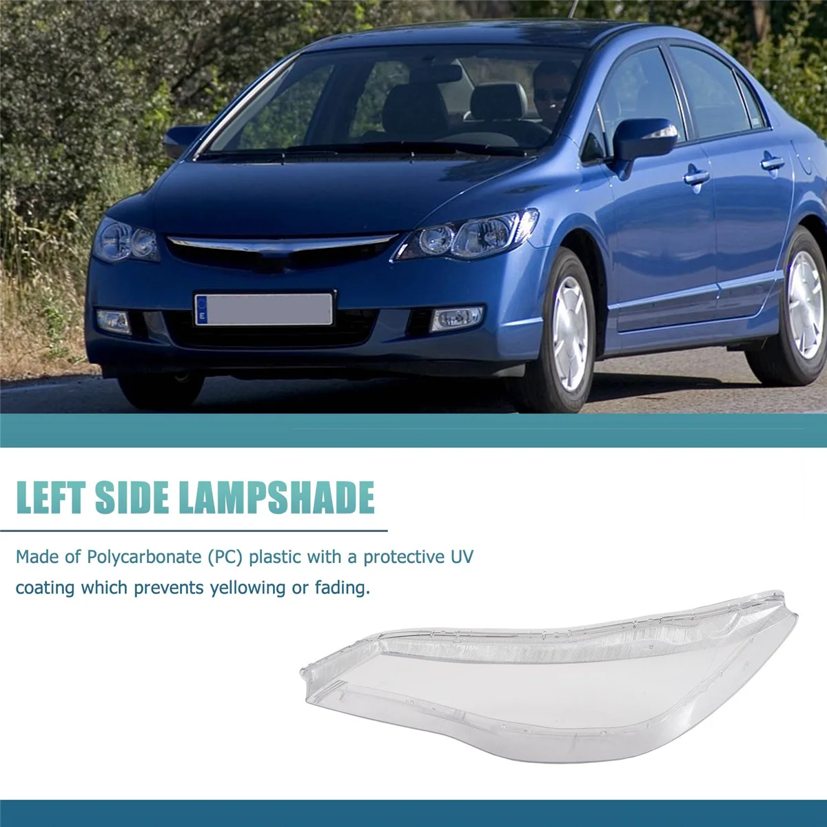 Car Front Left Side Headlight Clear Lens Lamp Shade Shell Cover for Honda Civic FD 2006 2007 2008