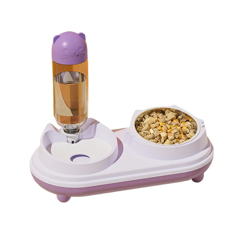 

*Unplugged automatic drinking water feeder cat food cat basin double bowl pet bowl moisture-proof mouth cat supplies